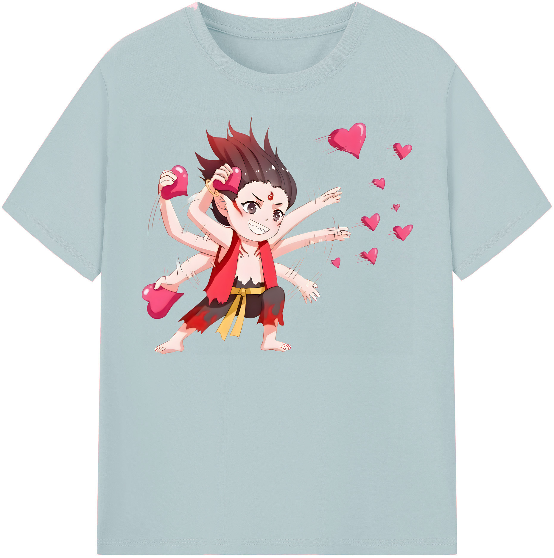 （画像用） Ne Zha 2 ナタ 魔童の大暴れ 綿100％半袖Tシャツ（フロントプリント）